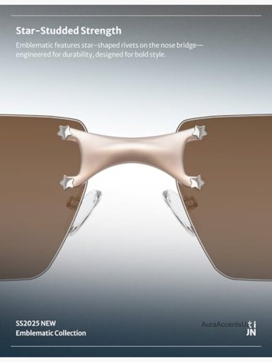 Rimless Blue Light Glasses, Retro Y2K Rectangle Tinted Lens, UV Protection main image 7